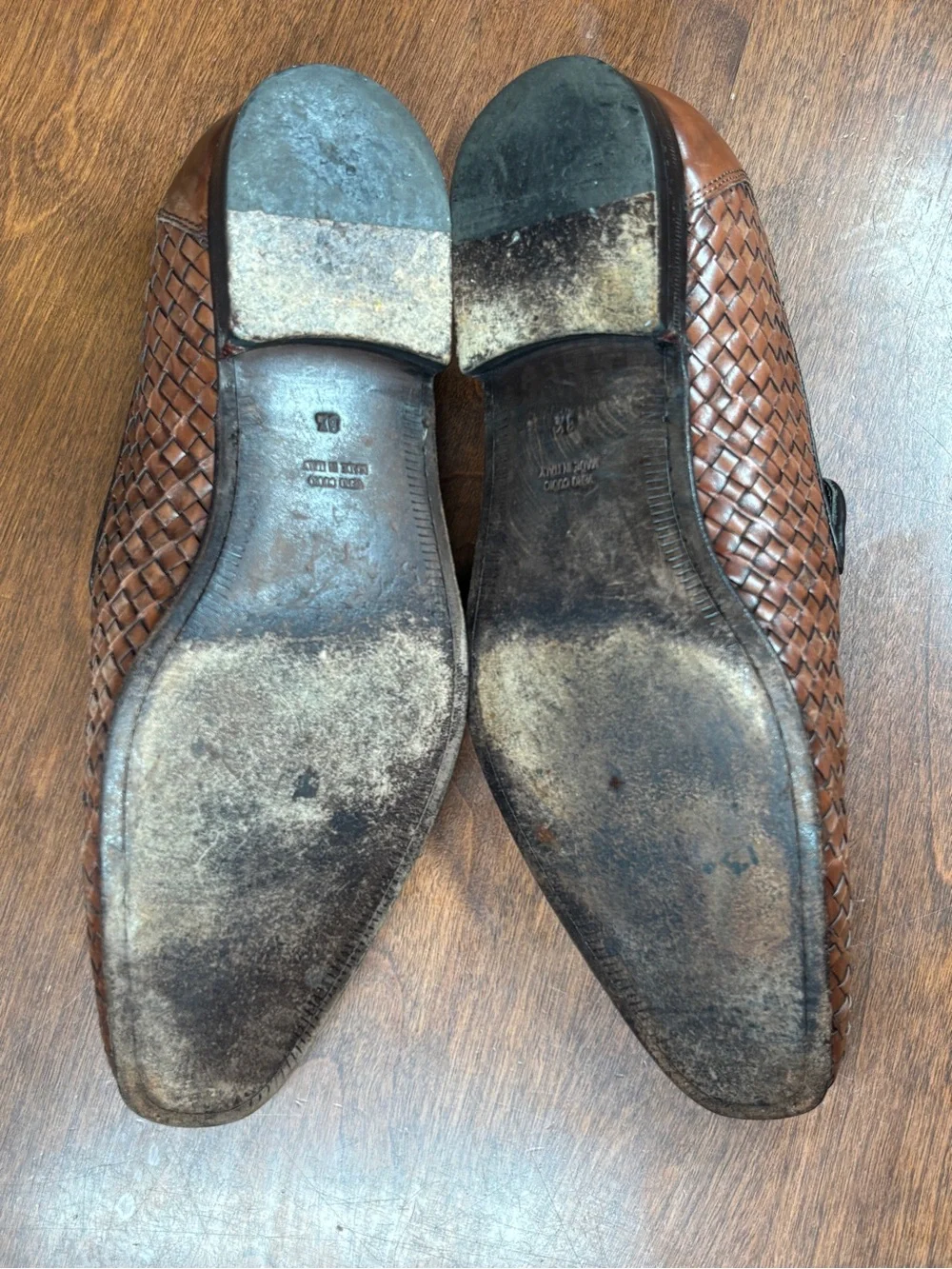 Paul Fredrick Brown Woven Leather Slip-On Loafers